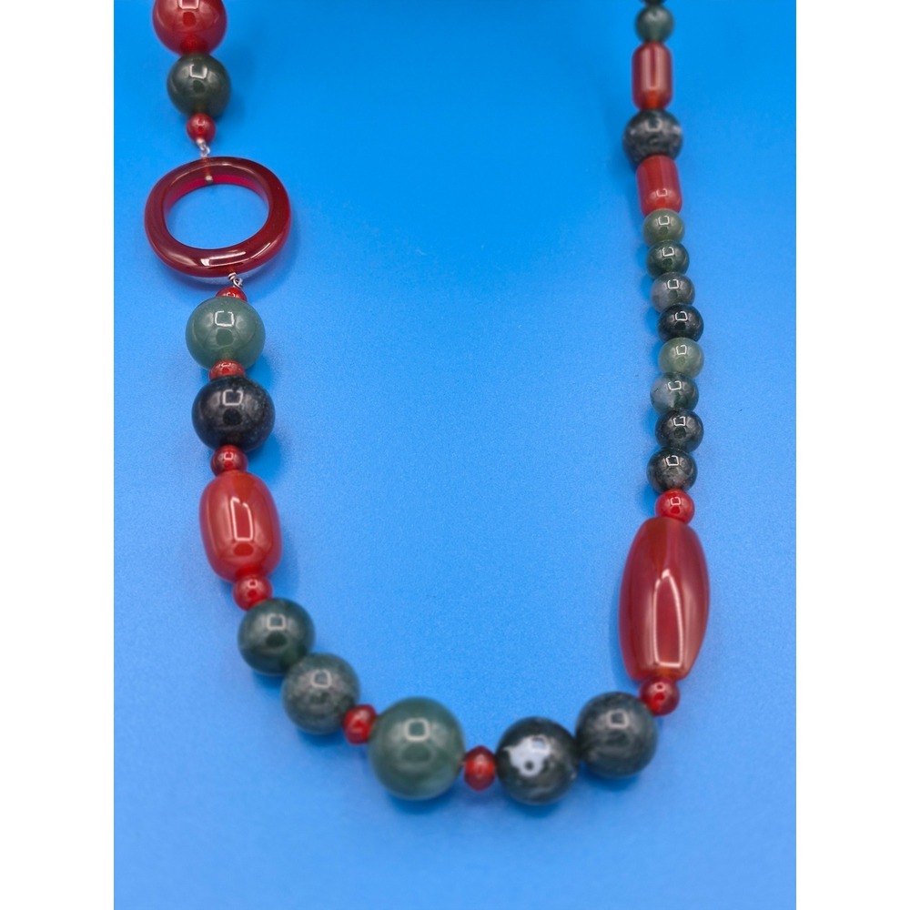 Jay King Mine Finds Agate Necklace 925 Carnelian Beaded Statement Strand Long